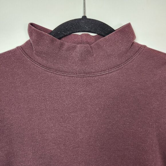 VTG 90s LL Bean Shirt Mens M Burgundy Mock Neck Eclectic Wear Layering Fisherman - Picture 2 of 9